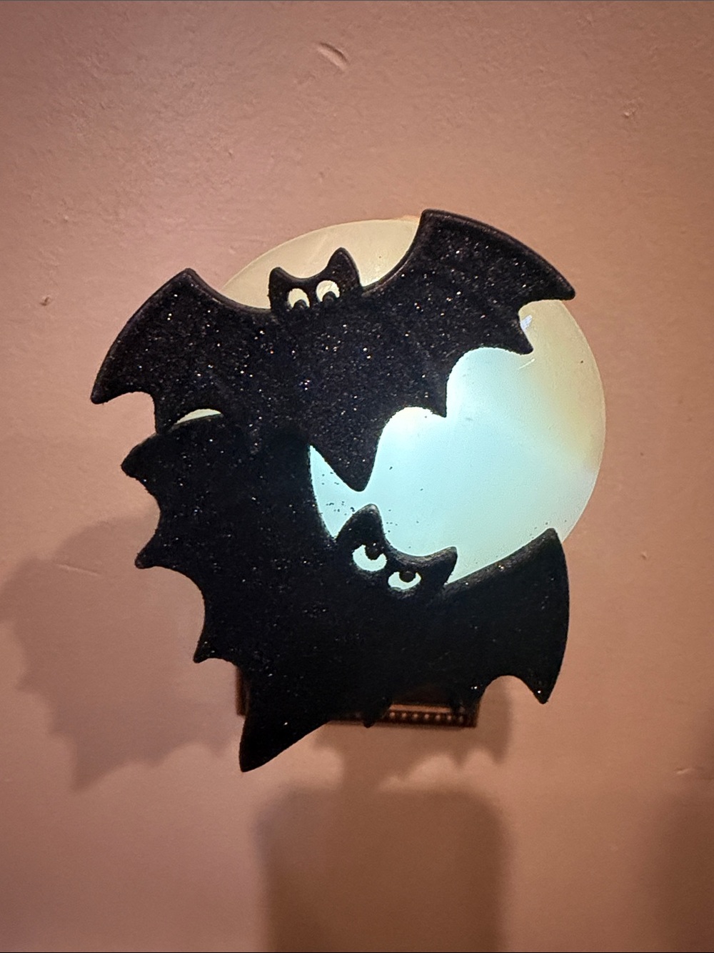 Bath & Body Works Black Glitter Bat Moon Wall Accent